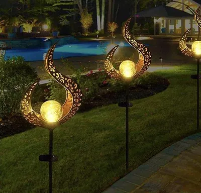 Produktbild von Famanu Sonnenlampe für den Außenbereich, 2 Stück, Metall, LED-Stäbe, dekorative Gartenfackel