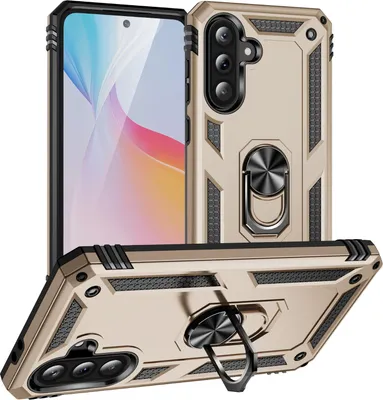 Obrázek produktu pro Pouzdro pro Samsung Galaxy A36 dvouvrstvé robustní, vojenská ochrana pouzdro s držákem prstenu a stojánkem Zlato