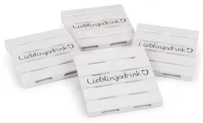 Zdjęcie produktu dla Podstawki pod szklanki drewniane vintage lieblingsdrink zestaw 4 szt.