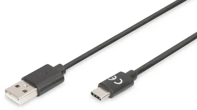 Image de DIGITUS USB 2.0 Verbindungskabel Typ C -A  St/St   1,8m,  sw