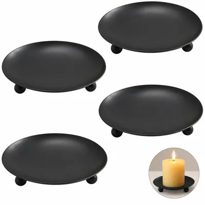 Kerzenhalter-Set, 4er, schwarz, für Stumpen- und Stabkerzen