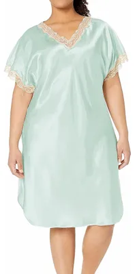Productafbeelding van Shadowline dames satijnen nachthemd, model "Charming", kleur mintgroen, maat S