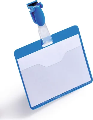 Obrázek produktu pro DURABLE Jmenovka 60x90 mm ?áste?n? uzav?ená, modrá, 810606, 25 ks