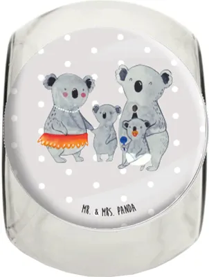 Produktbild von Mr. & Mrs. Panda Bonboniere Koala Familie XL 2000ml - Grau Pastell - Geschenk, Vorratsbehälter, Kinder, Süßigkeiten Glas, Kaffeedose, Bruder, Aufbewahrungsdose, Mama