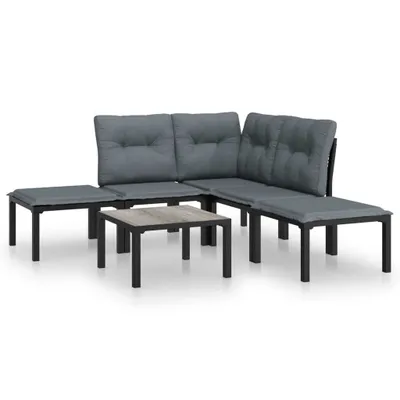 Produktbild von "2026 MODERNE" 6-tlg. Garten-Lounge-Set/Garten-Essgruppe - Balkonmöbel Set - Schwarz und Grau Poly Rattan - Gartenmöbelset CC7077304