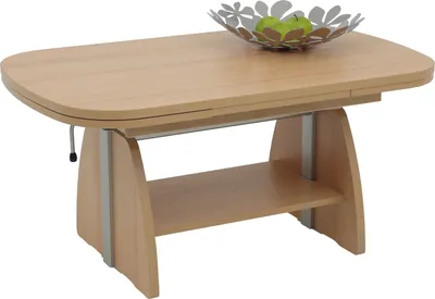 Produktbild von Couchtisch mit Funktion Colin - Buche Nachbildung - höhenverstellbar mit Lift und ausziehbar - Ablageboden  - Maß 108-157x67cm
