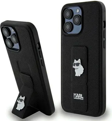 Obrázek produktu pro Karl Lagerfeld Gripstand Saffiano Choupette Pins - pouzdro iPhone 13 Pro (černé)