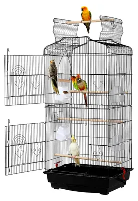 Produktbild von Vogelkäfig mit 4 Sitzstangen 46 x 36 x 92 cm