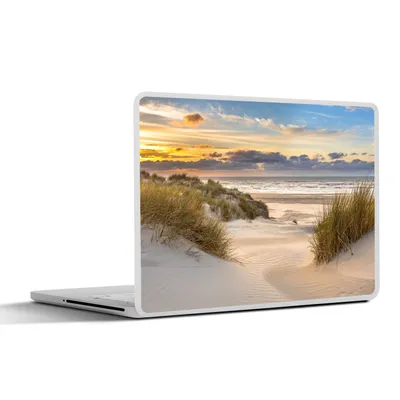 Produktbild von MuchoWow® Laptop Aufkleber Sticker Cover Strand - Düne - Gras - Sonnenuntergang - Meer 31x22.5 cm - Laptop-Deko