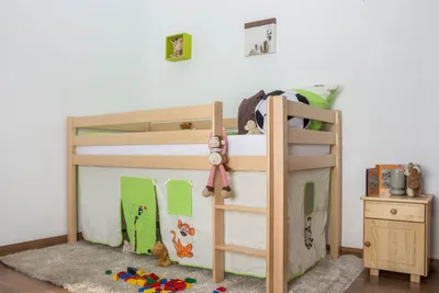 Produktbild von Hochbett Julian Buche massiv natur, inkl. Rollrost - 90 x 200 cm