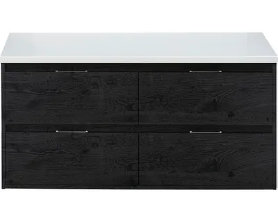 Produktbild von Sanox Waschtischunterschrank Porto BxHxT 120,2 x 58 x 50 cm Frontfarbe black oak mit WT-Platte weiß matt 84747249