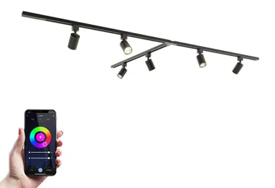Image de HOFTRONIC - Kit système de rails 3 x 1 m 6 spots RGBWW GU10 IP20 Noir