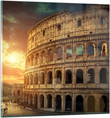 Produktbild von Bilder auf glas - Coloseum Roma Architektur Italien - 60x60cm - Glasbilder - Wandbilder - Kunstdruck - zum Aufhängen bereit - Wanddekoration aus Glas - Glas Bilder - Wandbild auf Glas - GAC60x60-2966