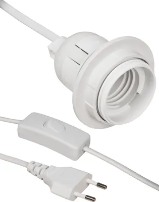 Produktbild von Euro-Netzkabel McPower mit Schnurschalter und E27 Fassung, 3,5m, weiß