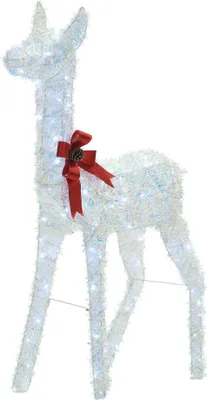 Produktbild von BELIANI Outdoor LED Weihnachtsbeleuchtung Weiß Metall 110 cm Hirsch mit Stromanschluss zum Aufstellen für Innen und Außen Deko Adventsdekoration