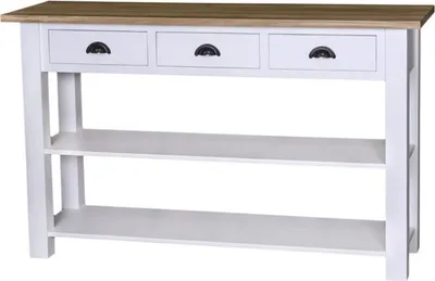 Produktbild von Casa Padrino Landhausstil Konsole mit 3 Schubladen Weiß / Naturfarben 145 x 45 x H. 89 cm - Landhausstil Möbel