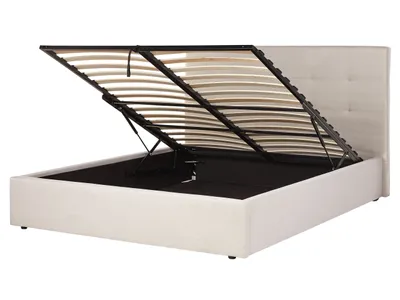 Obrázek produktu pro BELIANI Čalouněná postel s úložným prostorem 160 x 200 cm béžová moderní s čelem nábytek do ložnice