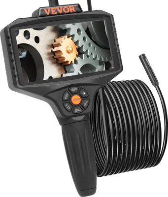 Produktbild von Dreifach-Objektiv-Inspektionskamera mit Beleuchtung, 5-Zoll-IPS-Bildschirm, industrielles Endoskop, 8-facher Zoom, 1080p HD-Split-Screen, 10 LED-Leuchten, Endoskopkamera für Automobiltechnik, Sanitärtechnik (5 m)