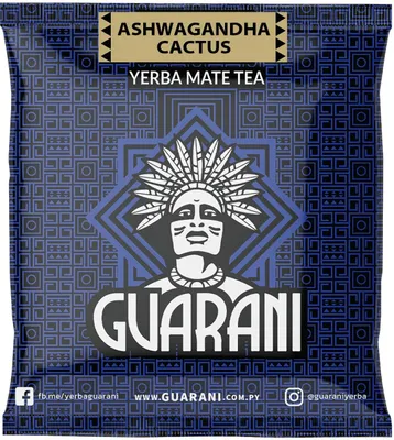 Obrázek produktu pro Guarani – čaj mate Ashwagandha Cactus, vzorek 50 g – kaktus, ženšen – kouřová chuť, hodně prachu – proti stresu, pro soustředění – intenzivní yerba mate – Paraguay