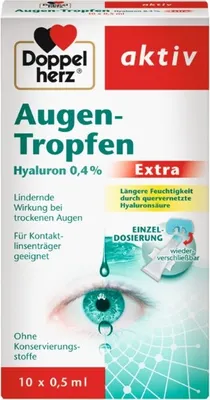 Produktbild von Doppelherz Augen-Tropfen Hyaluron 0,4% Extra, 10X0.5 ml TRO