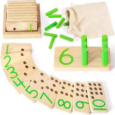 Produktbild von Montessori Holz Zählstäbe, Lernspielzeug, Zahlenspiele mit Aufbewahrungstasche, für Kleinkinder