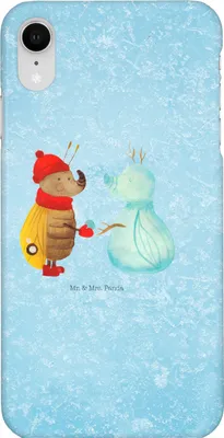 Produktbild von Mr. & Mrs. Panda Iphone XR Handyhülle Nachtfalter Schneemann - Eisblau - Geschenk, Weihnachten, Winterzeit, Handy Case, Weihnachtsgruß, Schnee, Premium Kunststoff, Winter