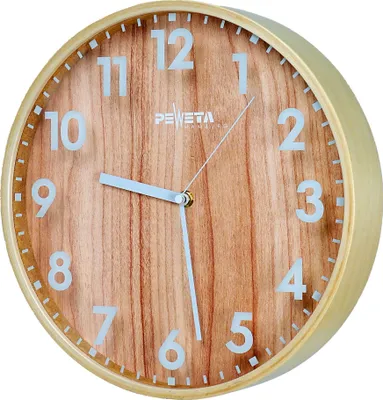 Image de PEWETA 55210311 PEWETA Funkwanduhr braun Holz, Ø 30,0 cm