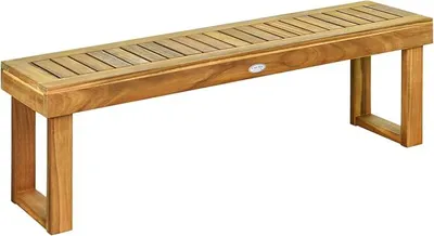 Imagen del producto de Banco de jardín Silecomplaza, sin respaldo, para 2-3 personas, banco de madera resistente a la intemperie
