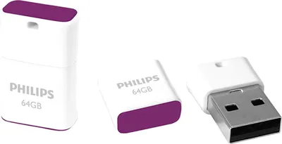 Produktbild von Philips USB-Stick 64GB Pico, USB 2.0, Farbe: Lila