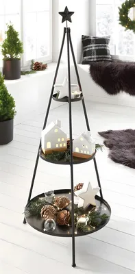 Produktbild von XXL Etagere "Klassik" aus Metall, 128 cm hoch, matt schwarz, 3-stöckig, Tortenständer, Obstetagere, Regal