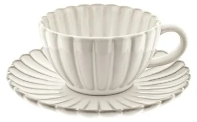 Produktbild von Bloomy Kaffeetassen-Set mit Untertellern 220 ml aus Porzellan - 12-tlg