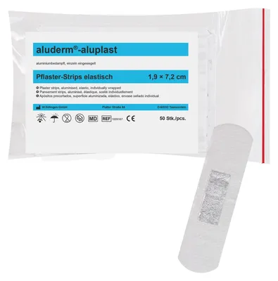 Produktbild von Wundpflaster aluderm-aluplast elastisch Strips 1,9x7,2cm VE=50 Stück