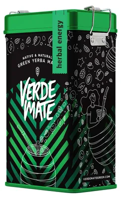Produktbild von Verde Mate - Mate Tee Herbal Energy Yerbera Dose 500g - Dicke Blätter 5mm - Kräutermischung Mit Grüntee & Minze - Mild, Frisch