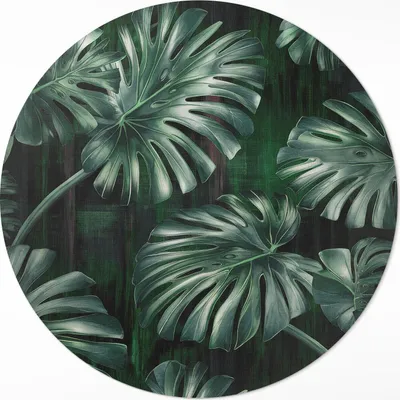Produktbild von Tropische Monstera-Blätter– Vinyl Küchenteppich – fi 90cm – Rutschfest, pflegeleicht & langlebig