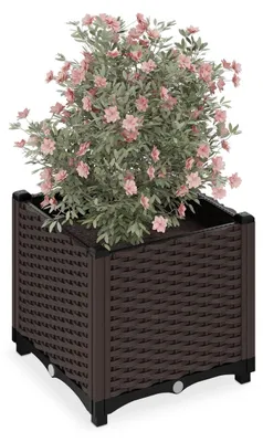 Zdjęcie produktu dla Donica na kwiaty - Polirattan - 38 x 40 x 40 cm - Samonawadniająca - Brązowy