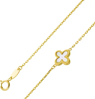 Produktbild von Perlmutt Armband weisser Kleeblatt Gelbgold 333 8 Karat 19
