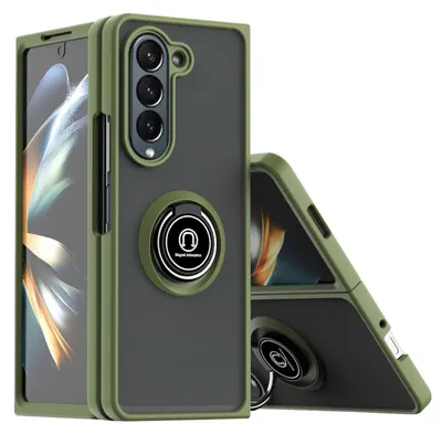Immagine prodotto di Per Samsung Galaxy Z Fold5 5G TPU / PC Design Ring Magnet Cover Custodia del telefono cellulare Casi Verde Esercito