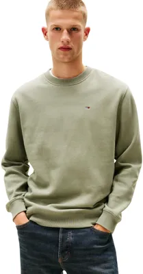 Produktbild von Tommy Jeans Herren Sweatshirt Regular Fit Flag Fleece Rundhalsausschnitt, Grün (