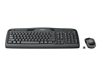 Zdjęcie produktu dla Logitech MK330, Pełnowymiarowy (100%), Bezprzewodowy, USB, AZERTY, Czarny, Dołączona myszka