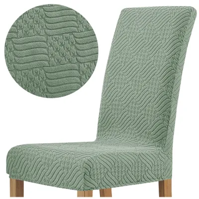 Produktbild von Dicker Jacquard-Stuhlbezug mit geprägtem Rautenmuster in Grün – Strapazierfähig und formstabil