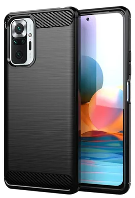 Produktbild von Techsuit Carbon Silicone Back Cover Hülle für Xiaomi Redmi Note 10 Pro - Schwarz