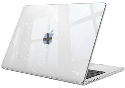 Produktbild von Fintie Hülle Kompatibel mit MacBook Air 13,6 Zoll M5 M4 M3 M2 (2026-2022) A3449 A3240 A3113 A2681, Ultradünne Hartschale Schutzhülle Snap Cover Kompatibel mit MacBook Air 13, Transparent(Glitzer)