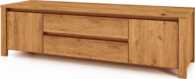 Produktbild von Kommode Tinci aus Wildeiche massiv 150x45x43 mit 2 Türen 2 Schubladen Holzbeinen