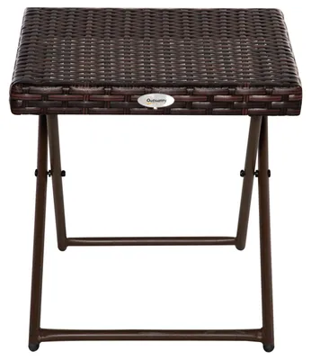 Produktbild von Outsunny Beistelltisch, Gartentisch, Klapptisch, klappbar, Polyrattan, braun