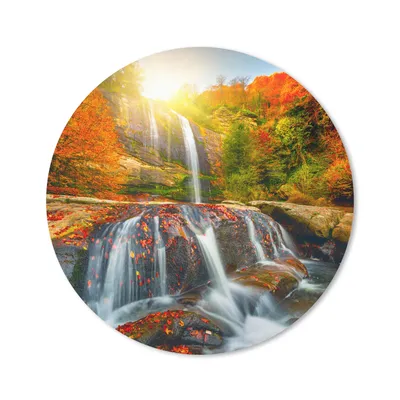 Produktbild von MuchoWow® Mauspad Mousepad Wasserfall - Natur - Herbst - Rot - Wasser 20x20 cm - Mousepads - Maus Mat - Pad - Mausunterlage - Schreibtischmatte