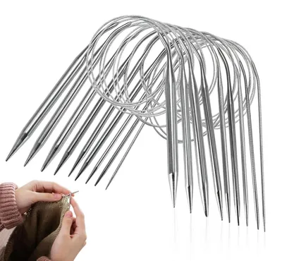 Produktbild von Rundstricknadeln Set 9 Stück 100 cm 2-8 mm Edelstahl