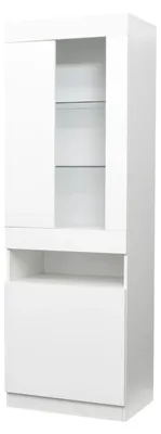 Produktbild von Vitrinenschrank - Aufbewahrungsschrank - Hochglanz - LED-Beleuchtung in 16 Farben - Modernes minimalistisches Design - Weiß - 50 x 40 x 180 cm