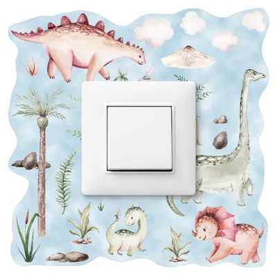 Produktbild von Muralo Wandtattoo-Lichtschalter DINOSAURIER UND PFLANZEN 20x20cm Sticker für Kinderzimmer