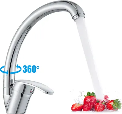 Produktbild von Eumaty Waschtischarmatur Edelstahl Silber Einhandmischer 360° Drehbar mit Temperaturregelung für Bad & Küche Höhe 25,6 cm Auslaufhöhe 21,6 cm G1/2 G3/8 Anschlüsse