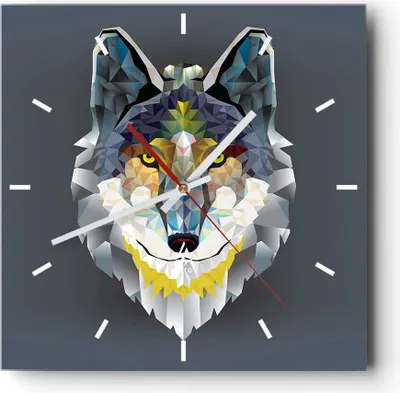 Produktbild von Wanduhr - Quadrat - Glasuhr - Tier Abstraktion - 30x30cm - Schleichendes Uhrwerk - Lautlos - zum Aufhängen bereit - Dekoration Modern - Wanddekoration aus Glas - C3AC30x30-3633